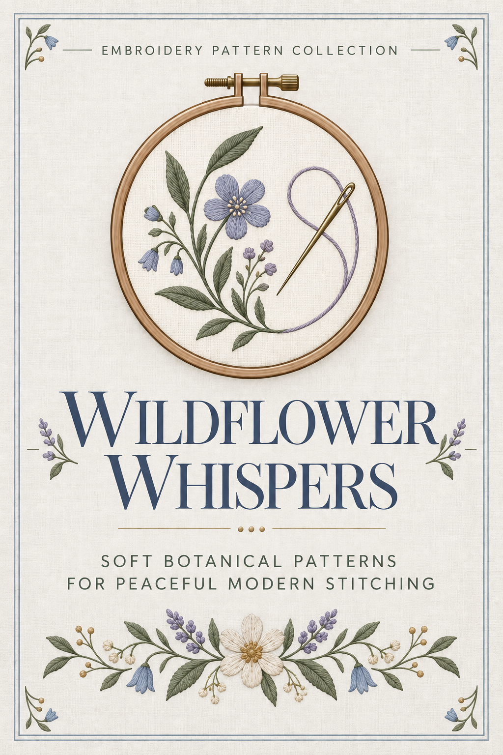 Wildflower Whispers – Soft Lavender Floral Hand Embroidery Pattern