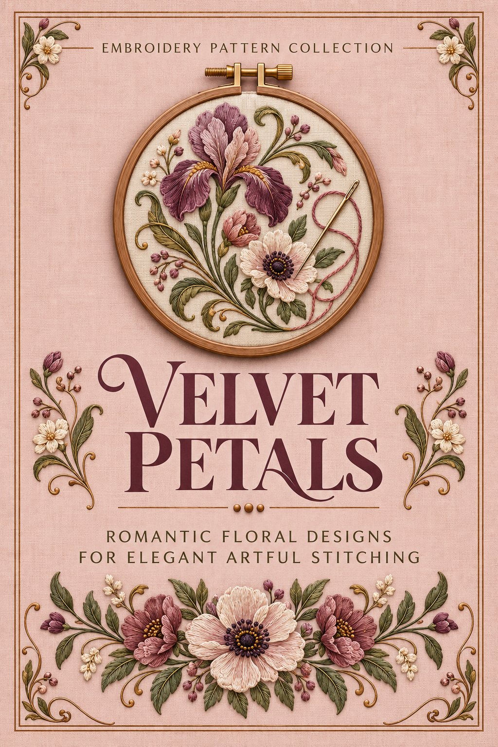 Velvet Petals – Romantic Iris & Anemone Hand Embroidery Pattern