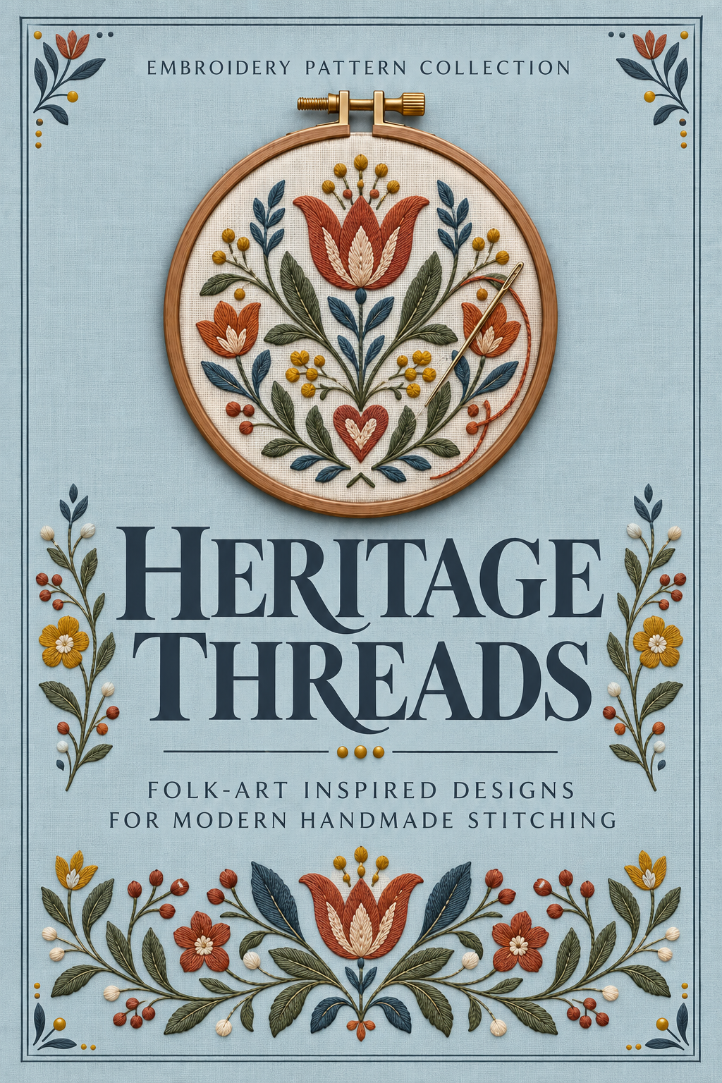 Heritage Threads – Folk Art Folk Tulip Hand Embroidery Pattern