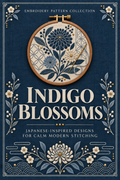 Indigo Blossoms – Japanese-Inspired Chrysanthemum Hand Embroidery Pattern